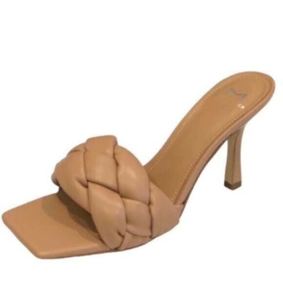 NWT Marc Fisher Tan Slide Sandal Heels 8 - Picture 1 of 10